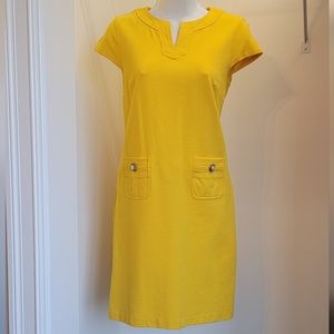 Talbots Yellow Shift Pocket Dress Sz: 2P